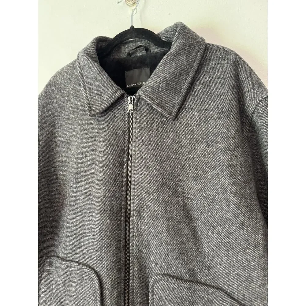 Banana Republic Gray Wool Full Zip Men’s Coat Size XL Tall